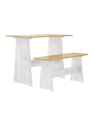 Sonata H Трапезна маса с пейка REINE, меденокафяво и бяло, бор масив