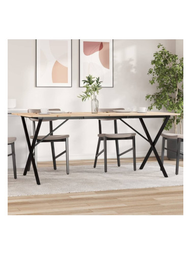 Sonata H Трапезна маса X-образна рамка 180x90x75 см бор масив и чугун