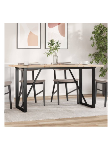 Sonata H Трапезна маса О-образна рамка 140x80x75,5 см бор масив и чугун