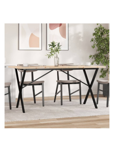 Sonata H Трапезна маса X-образна рамка 140x80x75,5 см бор масив и чугун