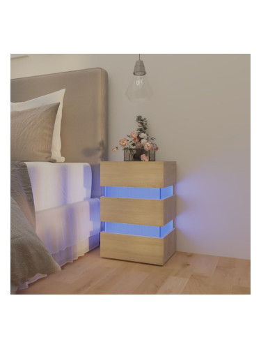 Sonata H Нощно шкафче с LED, сонома дъб, 45x35x67 см, инженерно дърво