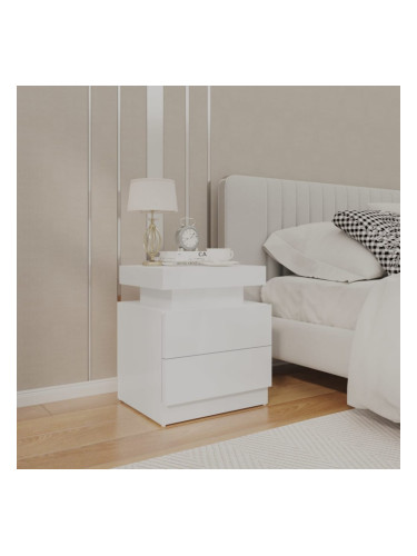 Sonata H Нощно шкафче, бял гланц, 45x35x52 см, инженерно дърво
