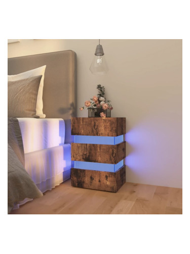 Sonata H Нощно шкафче с LED, опушен дъб, 45x35x67 см, инженерно дърво
