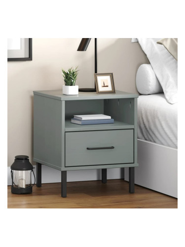 Sonata H Нощно шкафче с метални крака сив бор масив OSLO