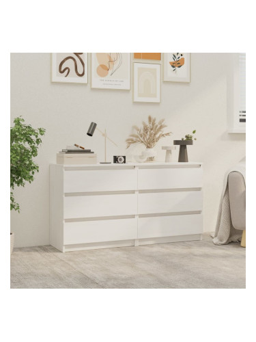 Sonata H Нощни шкафчета, 2 бр, бели, 60x36x64 см, бор масив