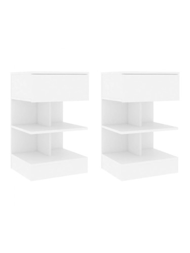 Sonata H Нощни шкафчета, 2 бр, бели, 40x35x65 см, инженерно дърво