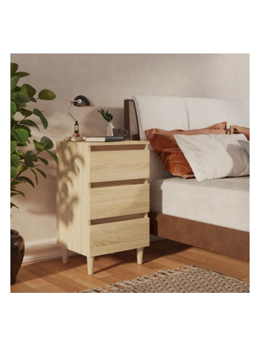 Sonata H Нощно шкафче с крака от дърво масив, дъб сонома, 40x35x69 см
