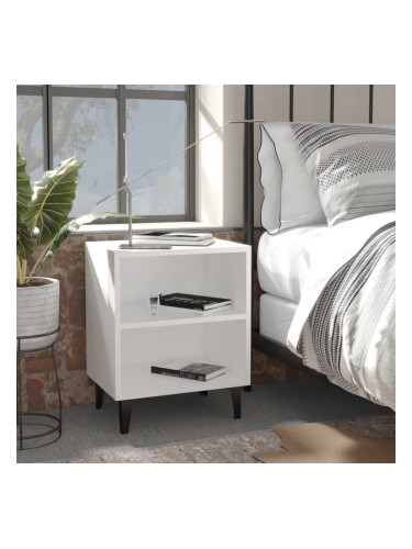Sonata H Нощно шкафче с метални крака, бяло, 40x30x50 см