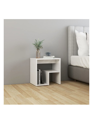 Sonata H Шкафче за спалня, бял гланц, 40x30x40 см, инженерно дърво