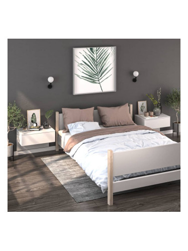 Sonata H Нощни шкафчета за стенен монтаж, 2 бр, бели