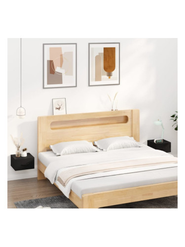 Sonata H Нощни шкафчета за стенен монтаж, 2 бр, черен, 35x35x20 см