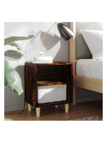 Sonata H Нощно шкафче с крака от масивно дърво, опушен дъб, 40x30x50 см