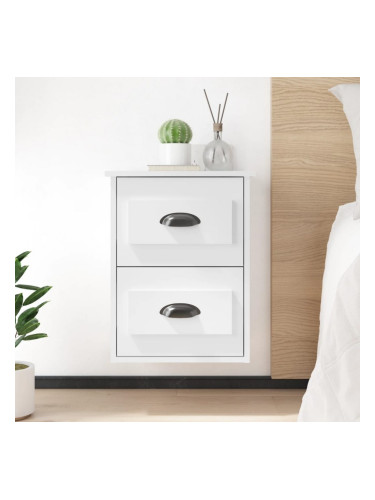 Sonata H Нощно шкафче за стенен монтаж, бял гланц, 41,5x36x53 см