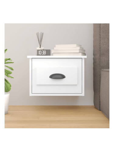 Sonata H Нощно шкафче за стенен монтаж, бял гланц, 41,5x36x28 см