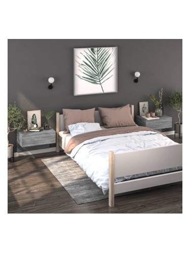 Sonata H Нощни шкафчета за стенен монтаж, 2 бр, сив сонома