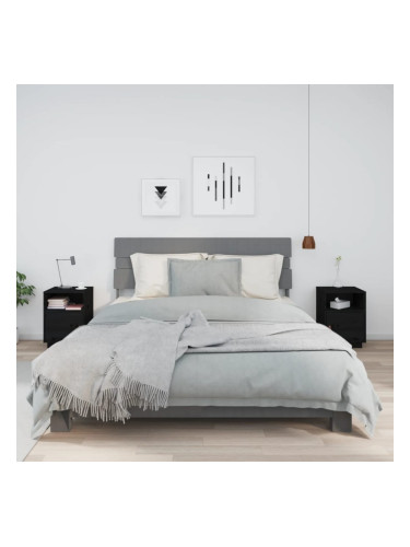 Sonata H Нощни шкафчета, 2 бр, черни, 40x34x55 см, борово дърво масив