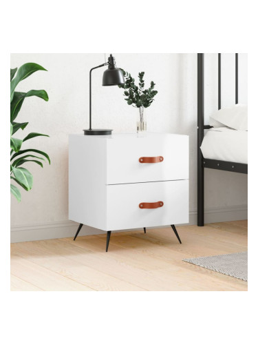 Sonata H Нощно шкафче, бял гланц, 40x35x47,5 см, инженерно дърво