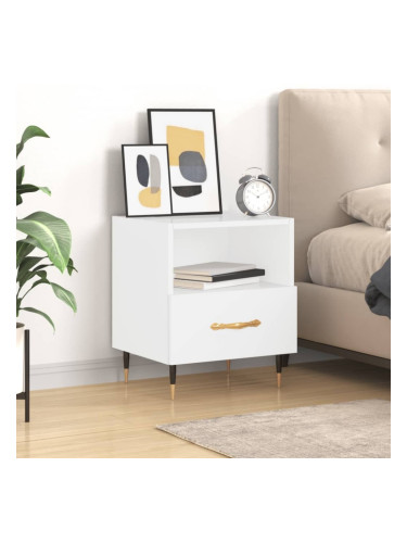 Sonata H Нощно шкафче, бял гланц, 40x35x47,5 см, инженерно дърво