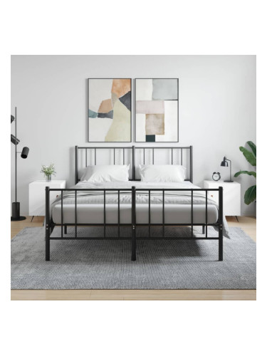 Sonata H Нощни шкафчета 2 бр бял гланц 40x40x50 см инженерно дърво