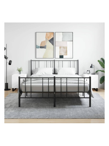 Sonata H Нощни шкафчета 2 бр бял гланц 40x40x50 см инженерно дърво