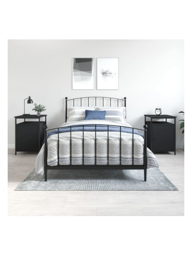 Sonata H Нощни шкафчета, 2 бр, черни, 40x42x60 см, инженерно дърво