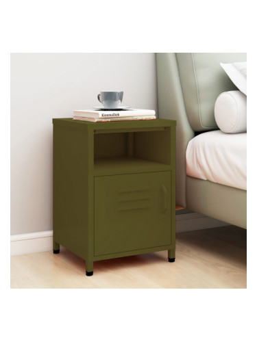 Sonata H Нощно шкафче, маслиненозелено, 35х35х51 см, стомана