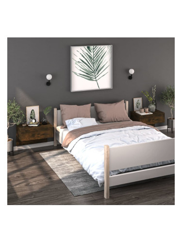 Sonata H Нощни шкафчета за стенен монтаж, 2 бр, опушен дъб