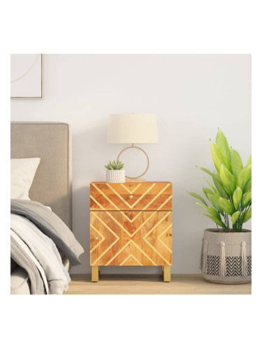 Sonata H Нощно шкафче, кафяво и черно, 50x33x60 см, мангово дърво масив