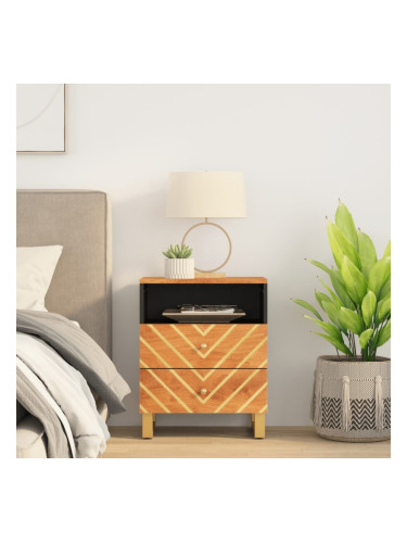 Sonata H Нощно шкафче, кафяво и черно, 50x33x60 см, мангово дърво масив