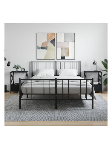 Sonata H Нощни масички, 2 бр, черни, 50x41x65 см, инженерно дърво