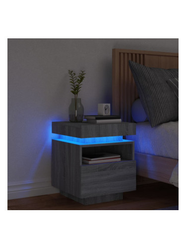 Sonata H Нощно шкафче с LED осветление, сив сонома, 40x39x48,5 см