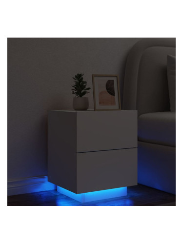 Sonata H Нощно шкафче с LED осветление, бяло, инженерно дърво