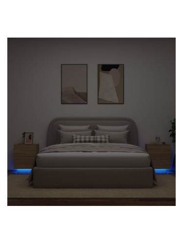 Sonata H Нощни шкафчета с LED, 2 бр, сонома дъб, инженерно дърво