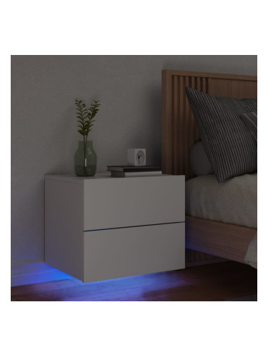 Sonata H Нощно шкафче за стена с LED осветление, бяло