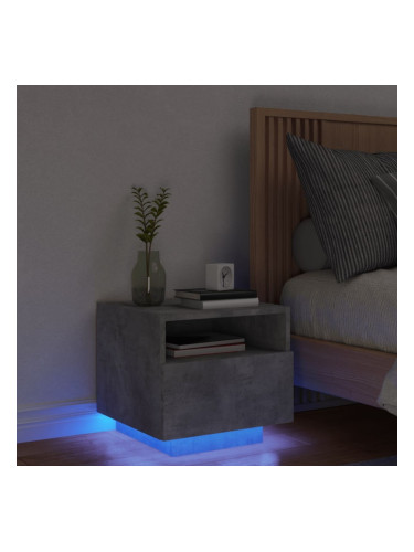 Sonata H Нощно шкафче с LED осветление, бетонно сив, 40x39x37 см