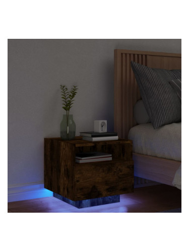 Sonata H Нощно шкафче с LED осветление, опушен дъб, 40x39x37 см