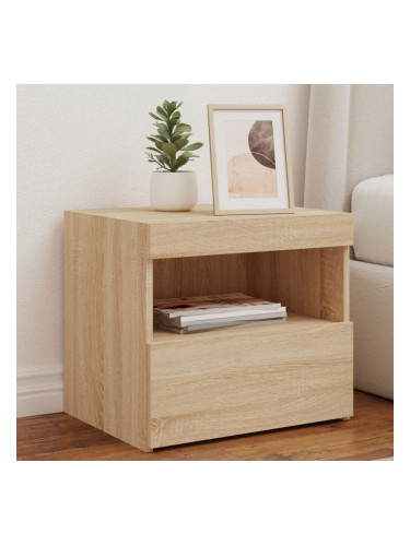 Sonata H Нощни шкафчета с LED осветление, 2 бр, сонома дъб, 50x40x45 см