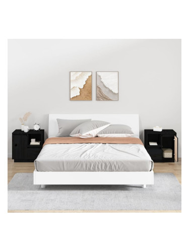 Sonata H Нощни шкафчета, 2 бр, черни, 50x34x50 см, борово дърво масив