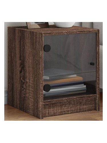 Sonata H Нощни шкафчета със стъклени врати 2 бр кафяв дъб 35x37x42 см