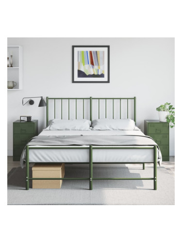 Sonata H Нощни шкафчета 2 бр маслиненозелени 34,5x39x62 см стомана