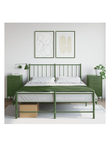 Sonata H Нощни шкафчета, 2 бр, маслиненозелени, 36x39x68 см, стомана