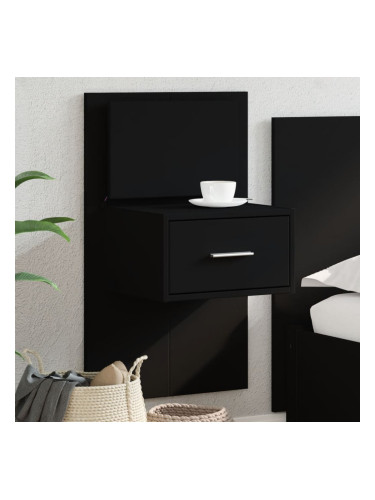 Sonata H Нощно шкафче за стена с LED светлини, черно