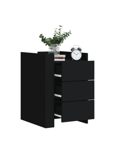 Sonata H Нощно шкафче, черно, 45x50x65 см, инженерно дърво