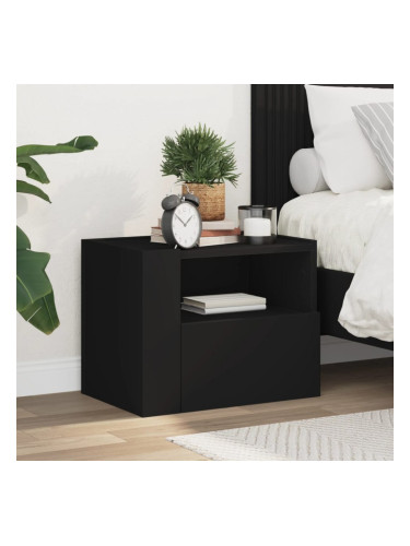 Sonata H Нощно шкафче за стенен монтаж, черно, 45x30x35 см