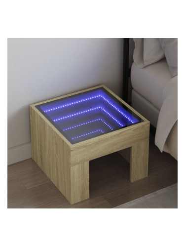 Sonata H Нощна масичка с Infinity LED сонома дъб 40x40x30 см