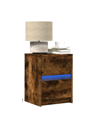 Sonata H Нощно шкафче с LED осветление, опушен дъб, инженерно дърво