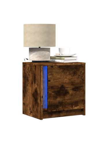 Sonata H Нощно шкафче с LED осветление, опушен дъб, инженерно дърво