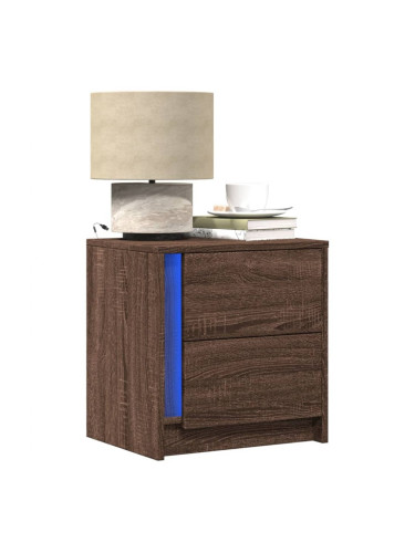 Sonata H Нощни шкафчета с LED, 2 бр, Кафяв дъб, инженерно дърво