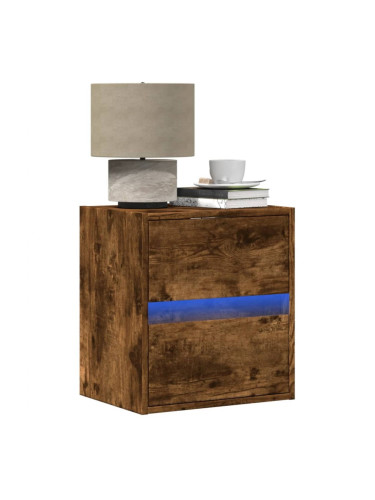 Sonata H Нощно шкафче за стена с LED осветление, опушен дъб