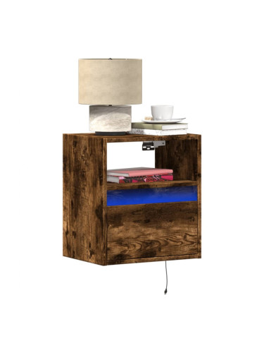 Sonata H Нощно шкафче за стена с LED осветление, опушен дъб